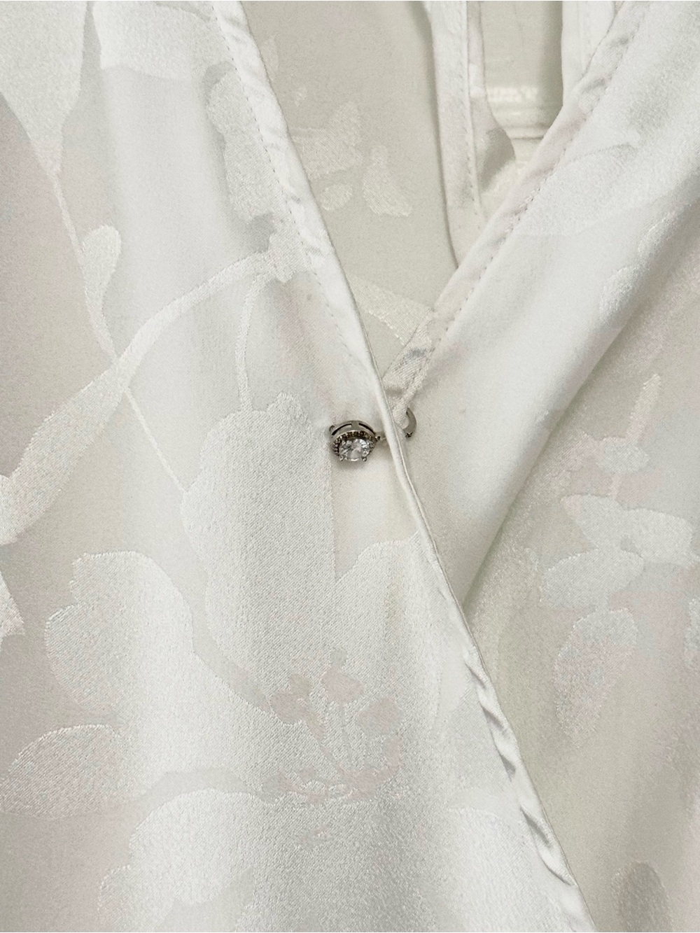 Calvin Klein White Wrap High-Low Floral Jacquard Dress Asymmetrical Lightweight - Picture 8 of 14